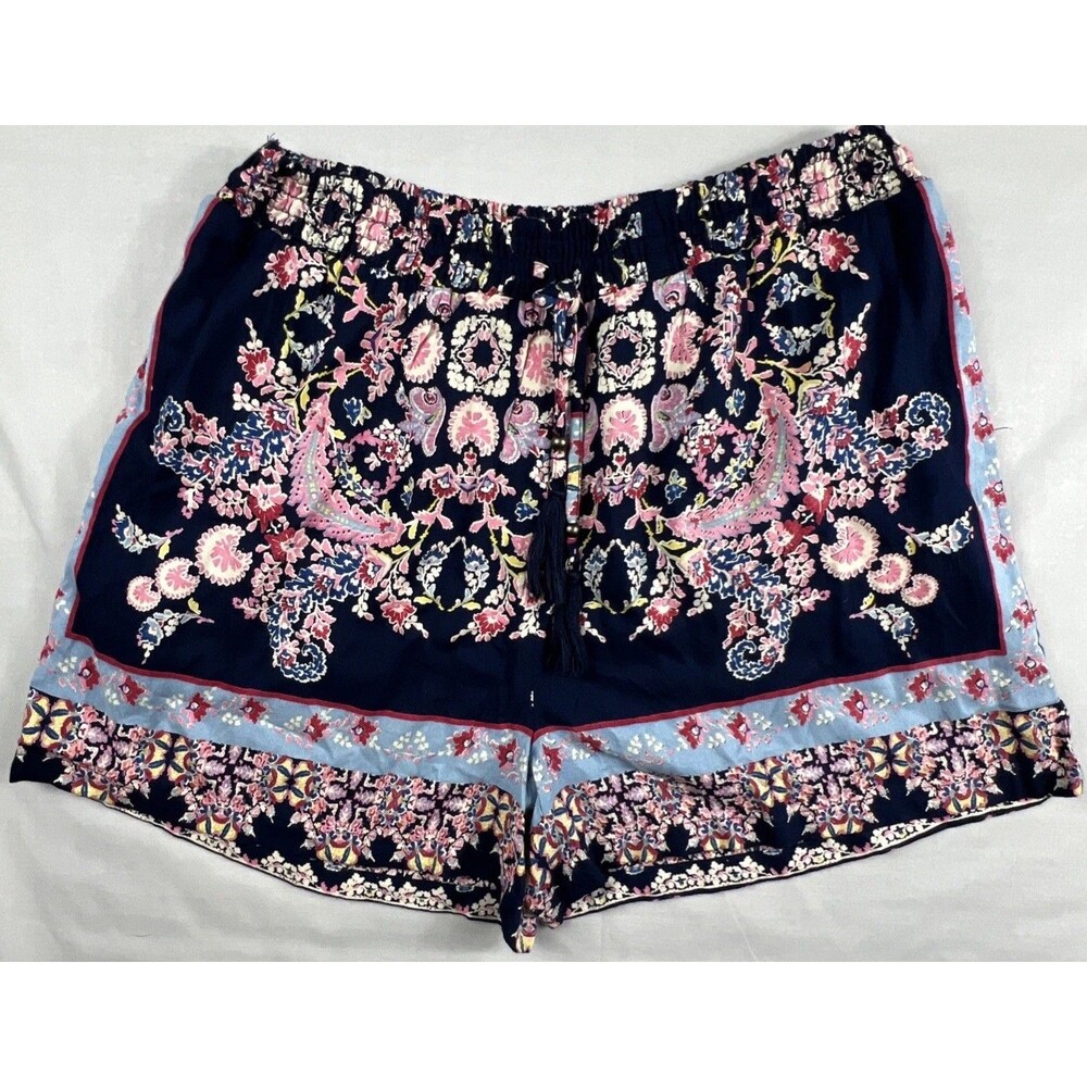 Blue Rain Boho Paisley Shorts 100% Rayon